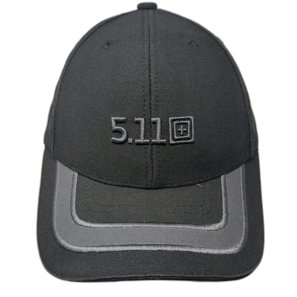 5.11 Tactical Baseball Cap Black One Size Strapback Gray Bill Accent Logo Hat